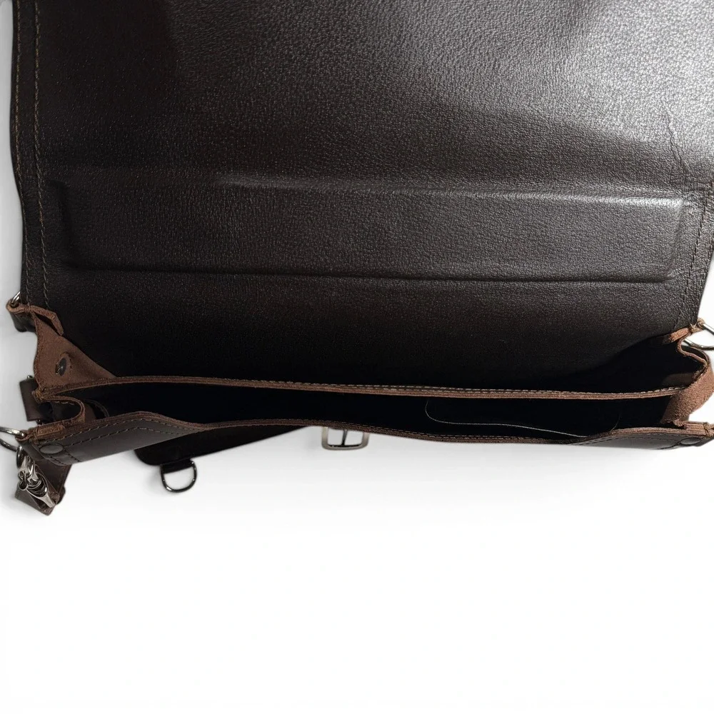 Saddleback Leather Thin Briefcase Dark Coffee Brown Leather Messenger